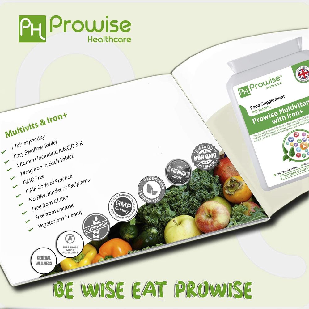 Prowise Multivitamin & Iron – 180 Tablets – multivitamin tablet format infographic
