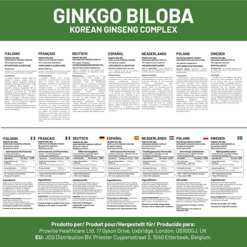 Prowise Healthcare Ginkgo Biloba & Korean Ginseng – 180 Tablets – product image 4
