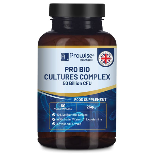 Prowise Healthcare Pro Bio Cultures Complex – 60 Capsules – front bottle label