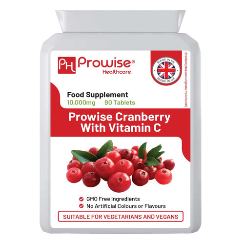 Prowise Cranberry 10,000mg Equivalent & Vitamin C – 90 Tablets – front of 90-tablet pack
