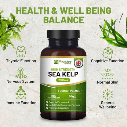 Prowise Sea Kelp 2000mg – 200 Tablets – sea kelp product and formula infographic