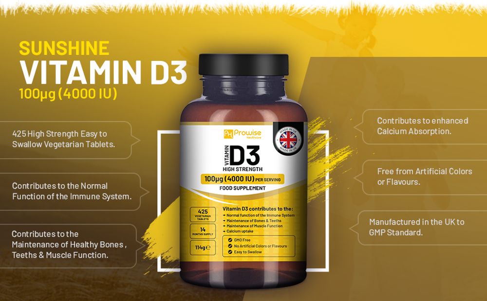 Prowise Vitamin D3 4000IU – 425 Tablets – vitamin D3 formula infographic