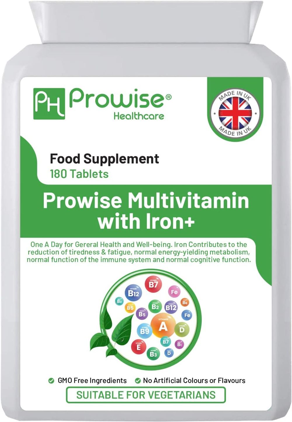 Prowise Multivitamin & Iron – 180 Tablets – front of 180-tablet pack