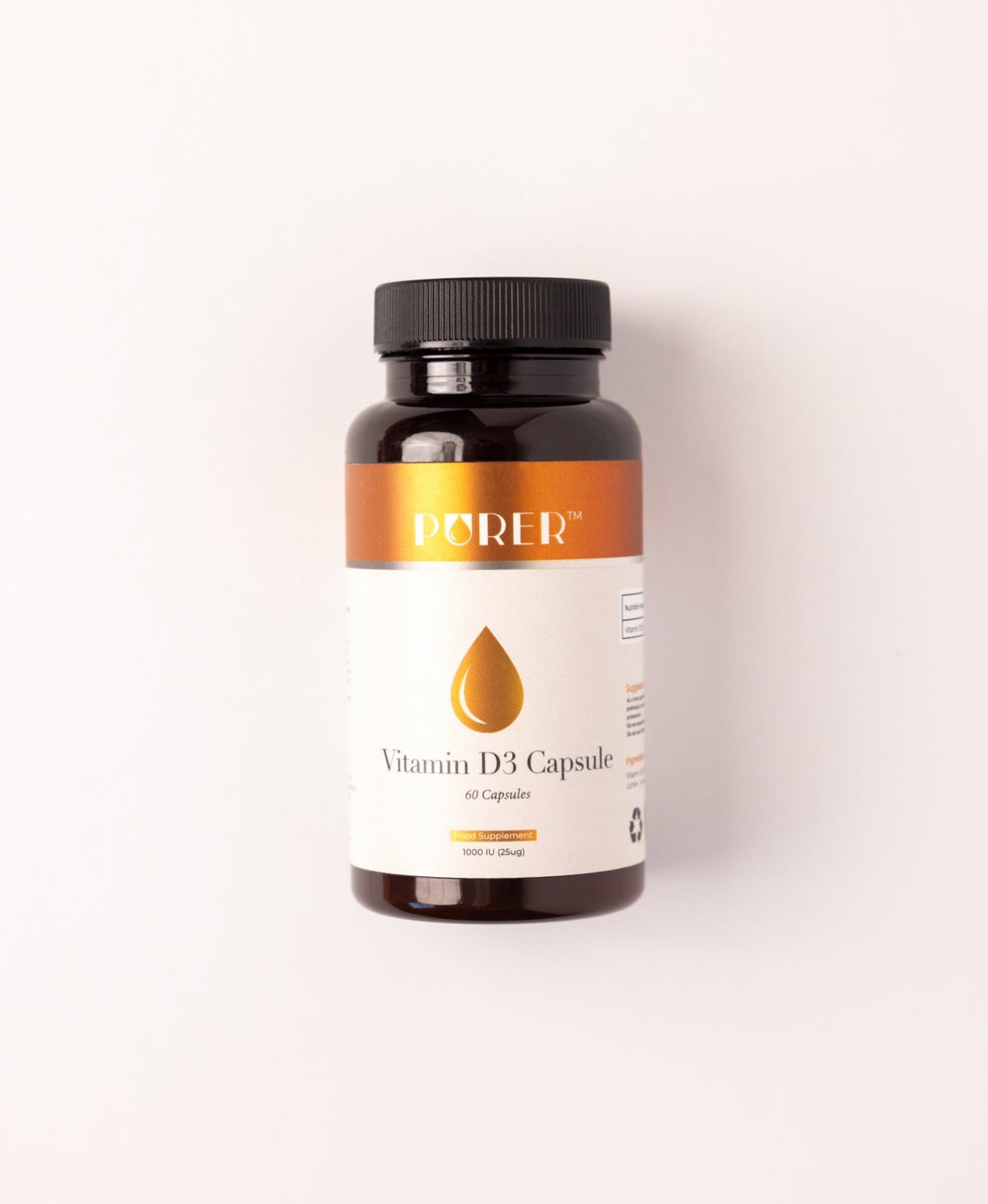 BePurer Vegan Vitamin D3 1000IU – Lichen Capsules – vitamin D capsule bottle