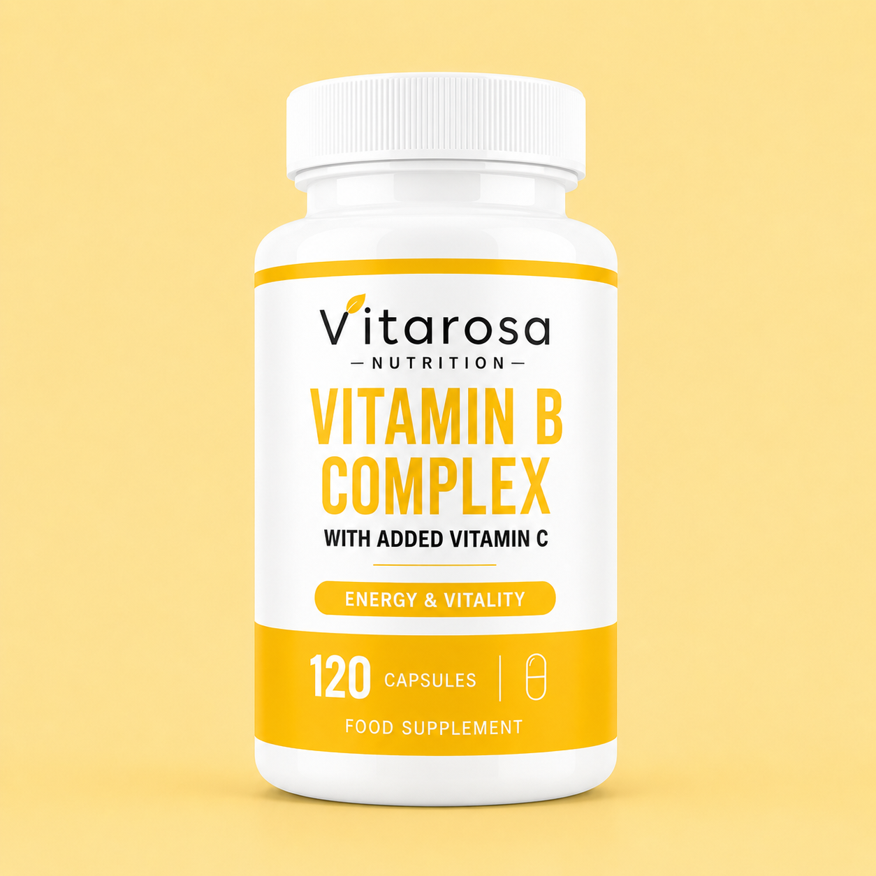 Vitarosa Vitamin B Complex 120 Capsules with added Vitamin C for energy and vitality support