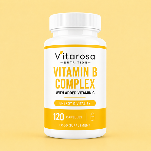 Vitarosa Vitamin B Complex 120 Capsules with added Vitamin C for energy and vitality support